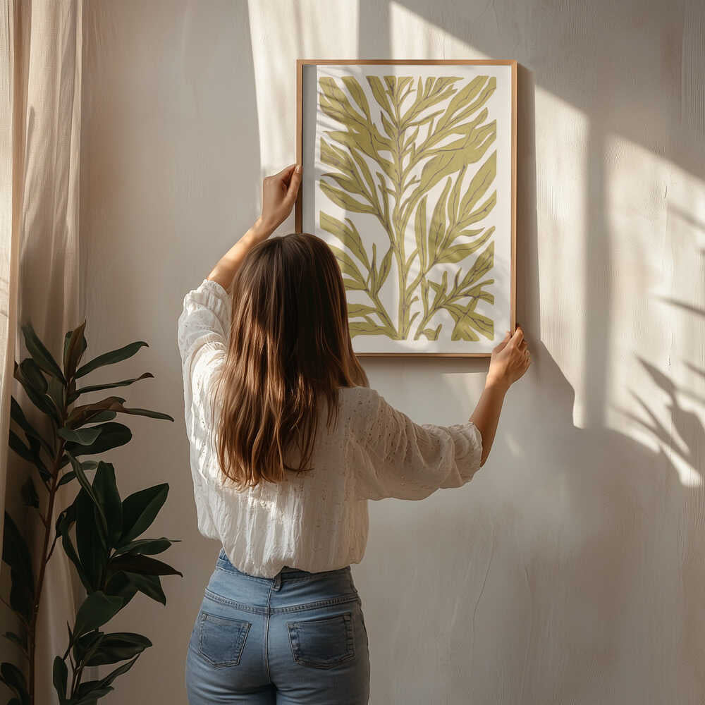 Golden Leaf Silhouette with Tree Branch Poster