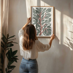 The Tree Branch with Green Leaves Poster