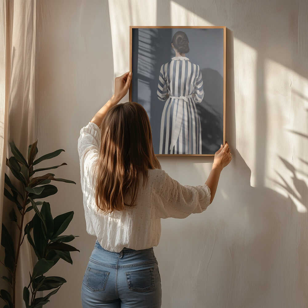 The Girl In Blue and White Striped Dress Poster