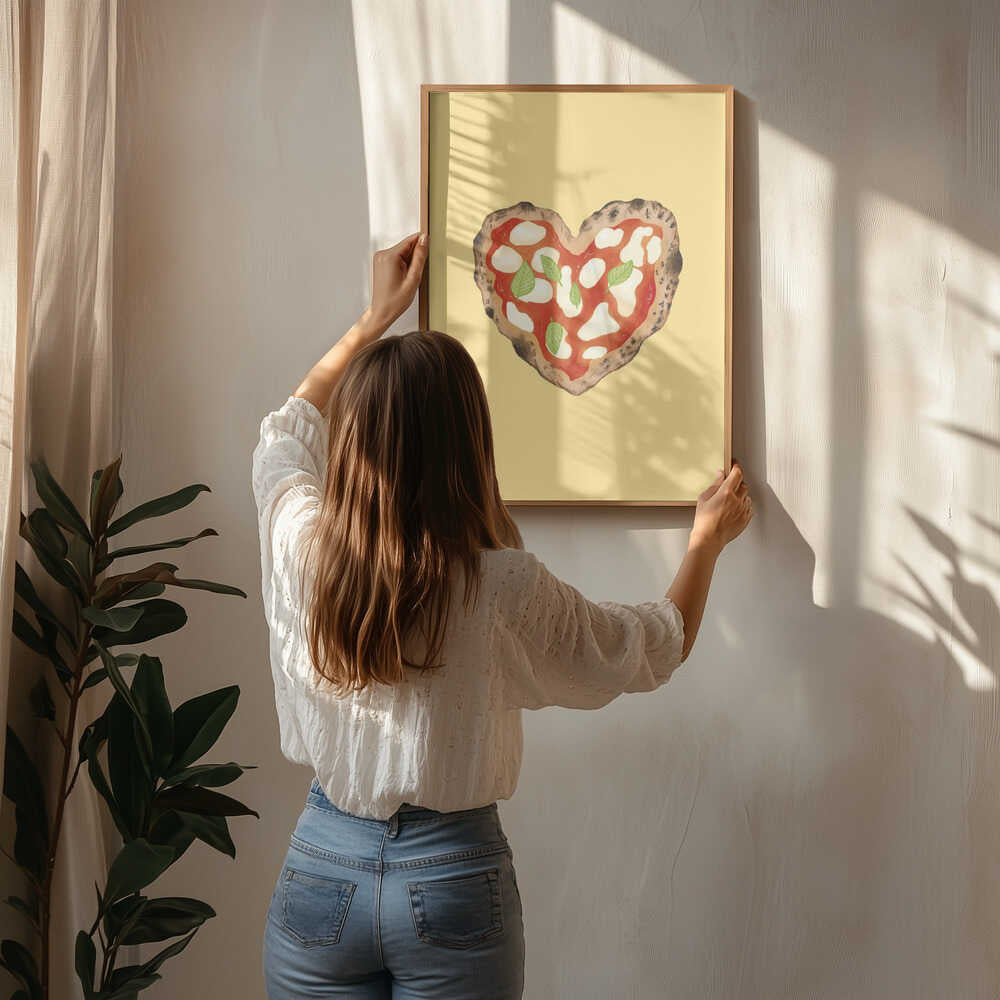 Pizza Heart light yellow Poster