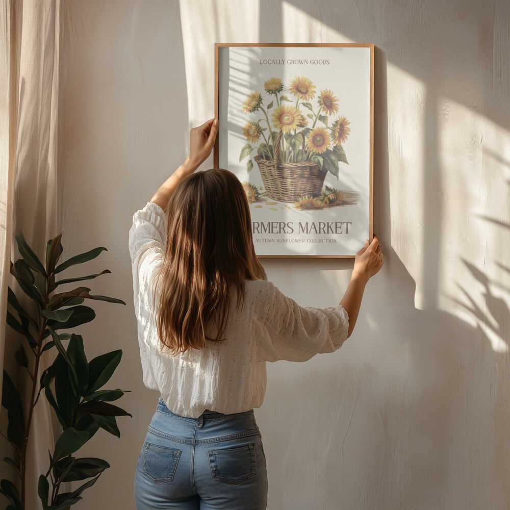 Farmers Market Sunflower Poster