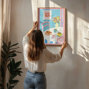 A2 Coffee and Flowers On Table 01.png Poster