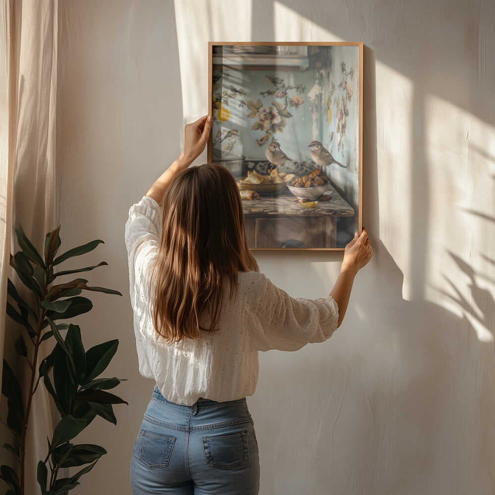 Sparrow Snack Time Poster