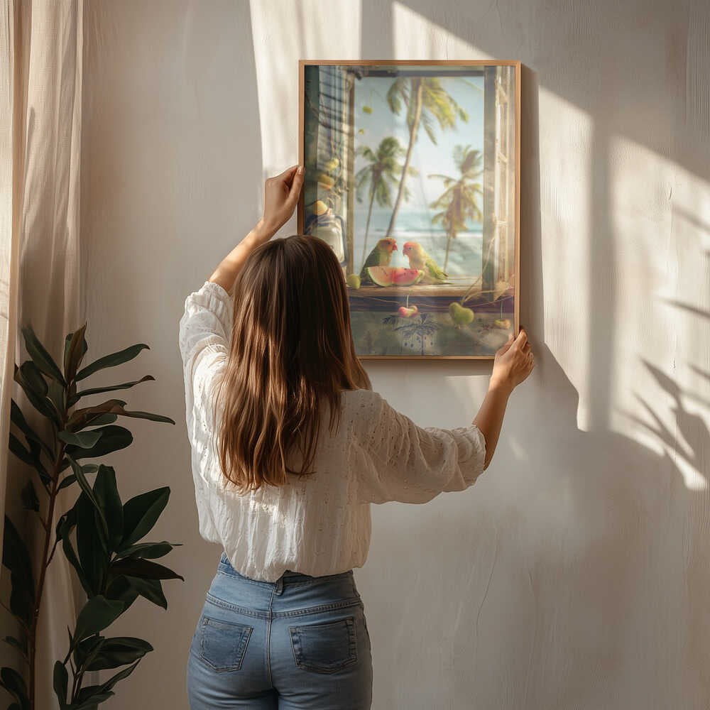 Tropical Lovebirds Poster