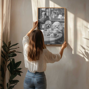 Poodles At the Café Poster