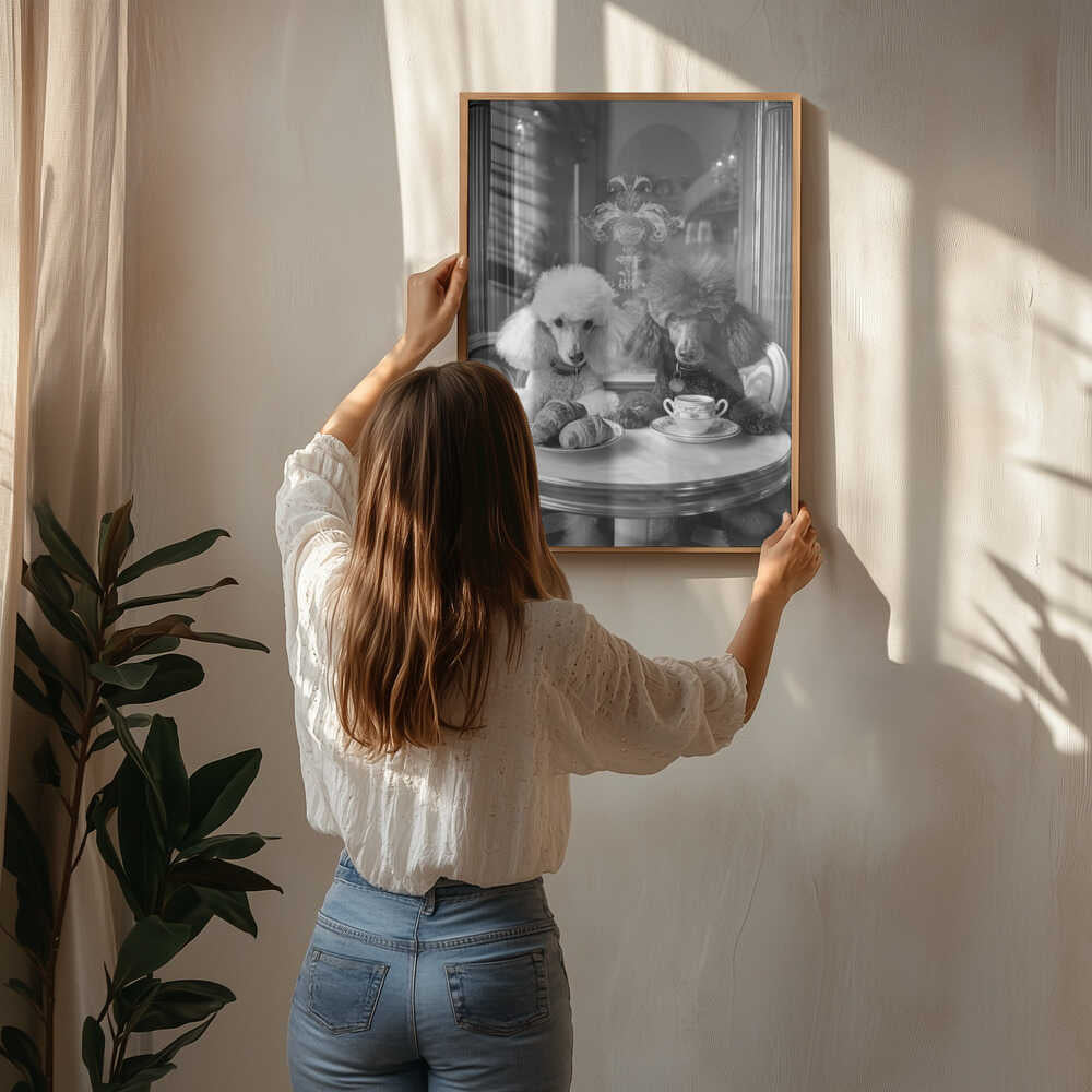 Parisian Poodle Breakfast Poster