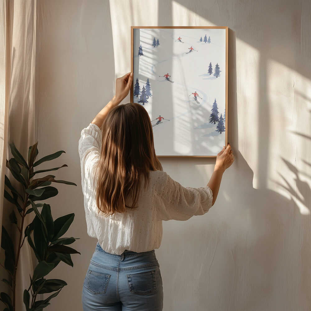 Five Skiers Poster