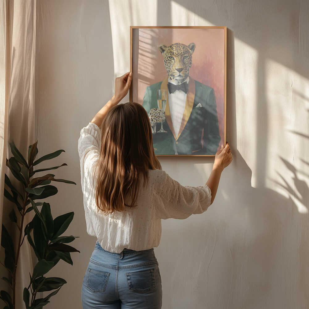 Leopard In Green Tuxedo Poster