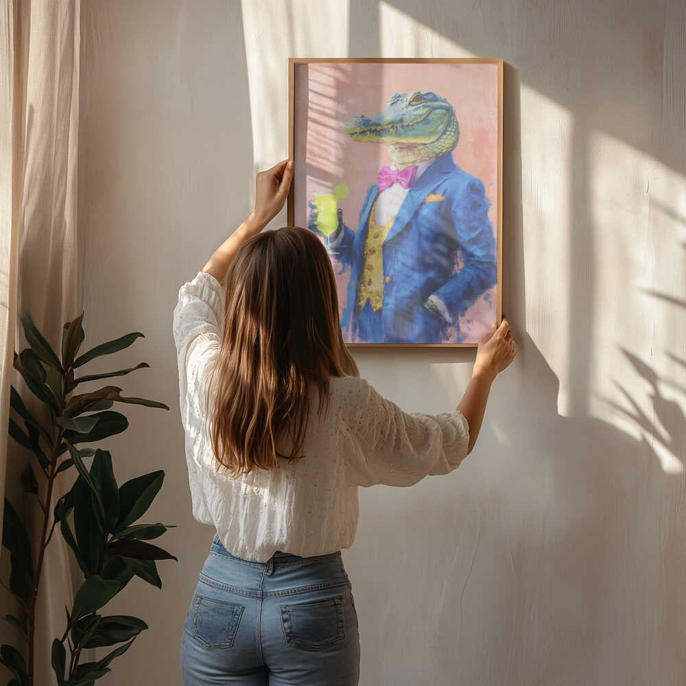 Crocodile In a Blue Suit Poster