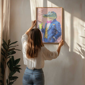 Crocodile In a Blue Suit Poster
