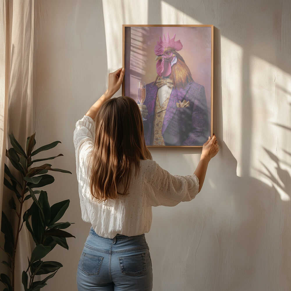Rooster In a Purple Tuxedo Poster