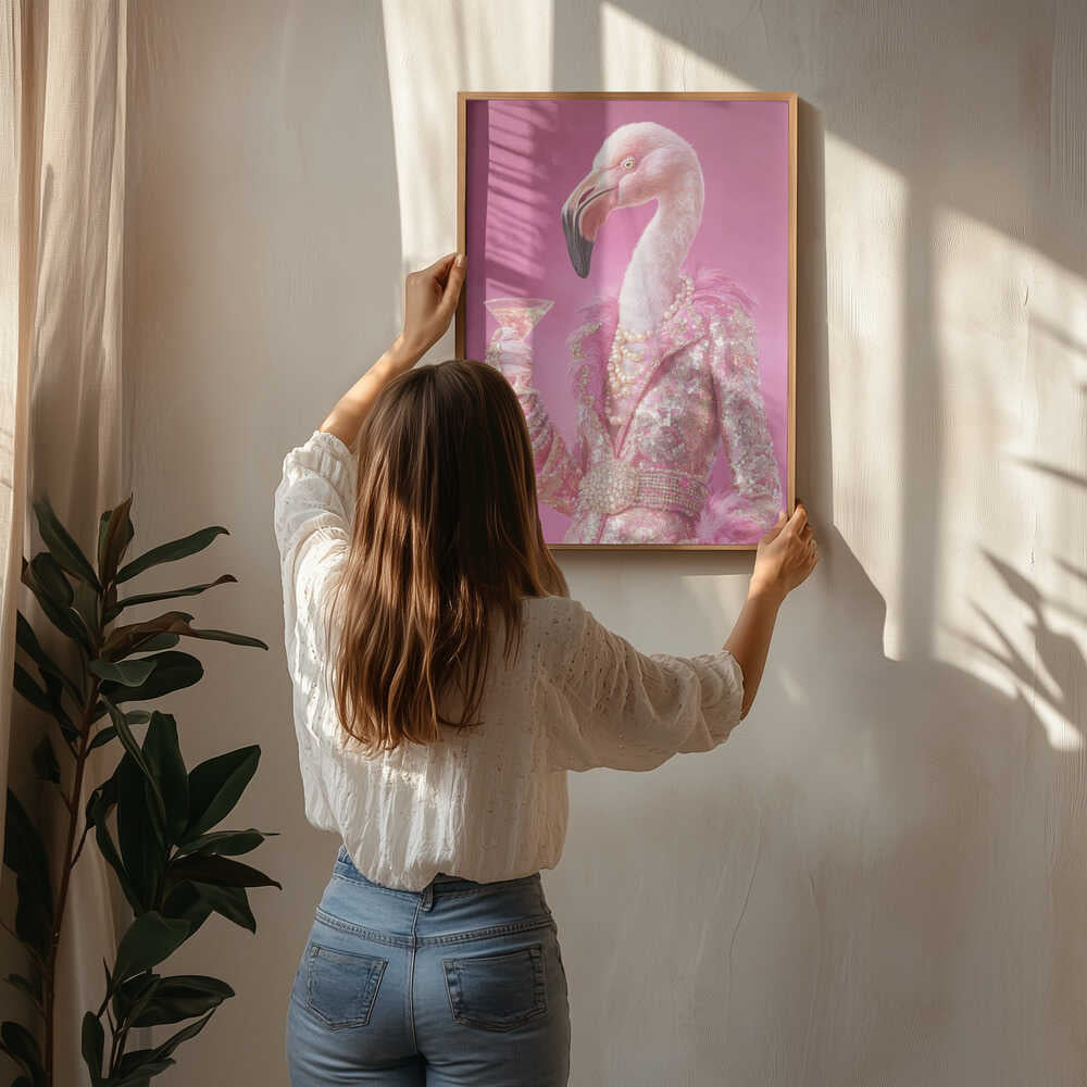 Flamingo In a Disco Jumpsuit Poster