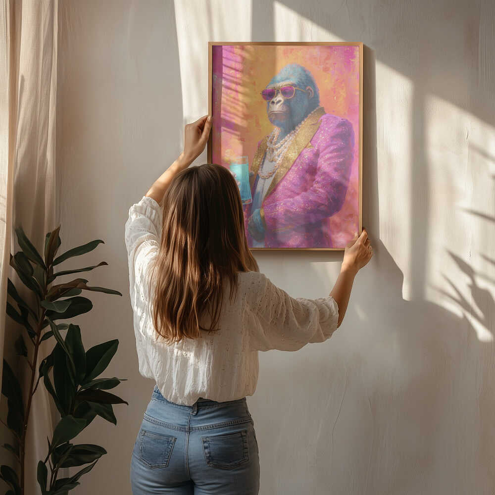 Gorilla In Pink Tuxedo Poster