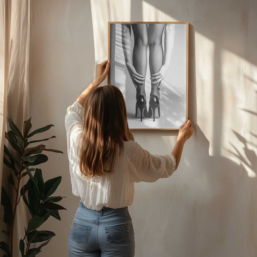 High Heels and Fishnet Stockings Poster
