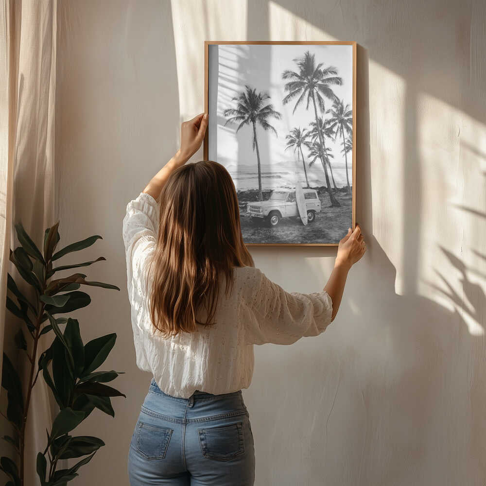 At the Beachbw Poster