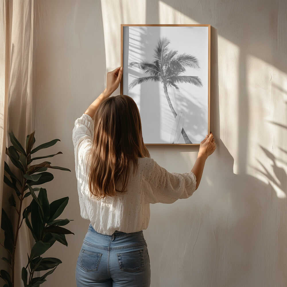 Palm Surfboard Poster