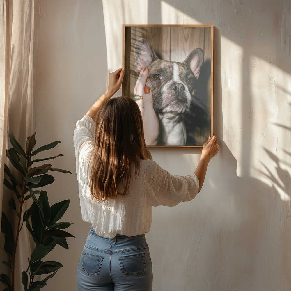 Petting a Frenchie Poster