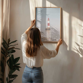 Beachy head lighthouse in England - summer nostalgic travel photography Poster