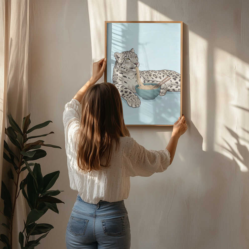 Noodle Snow Leopard Poster