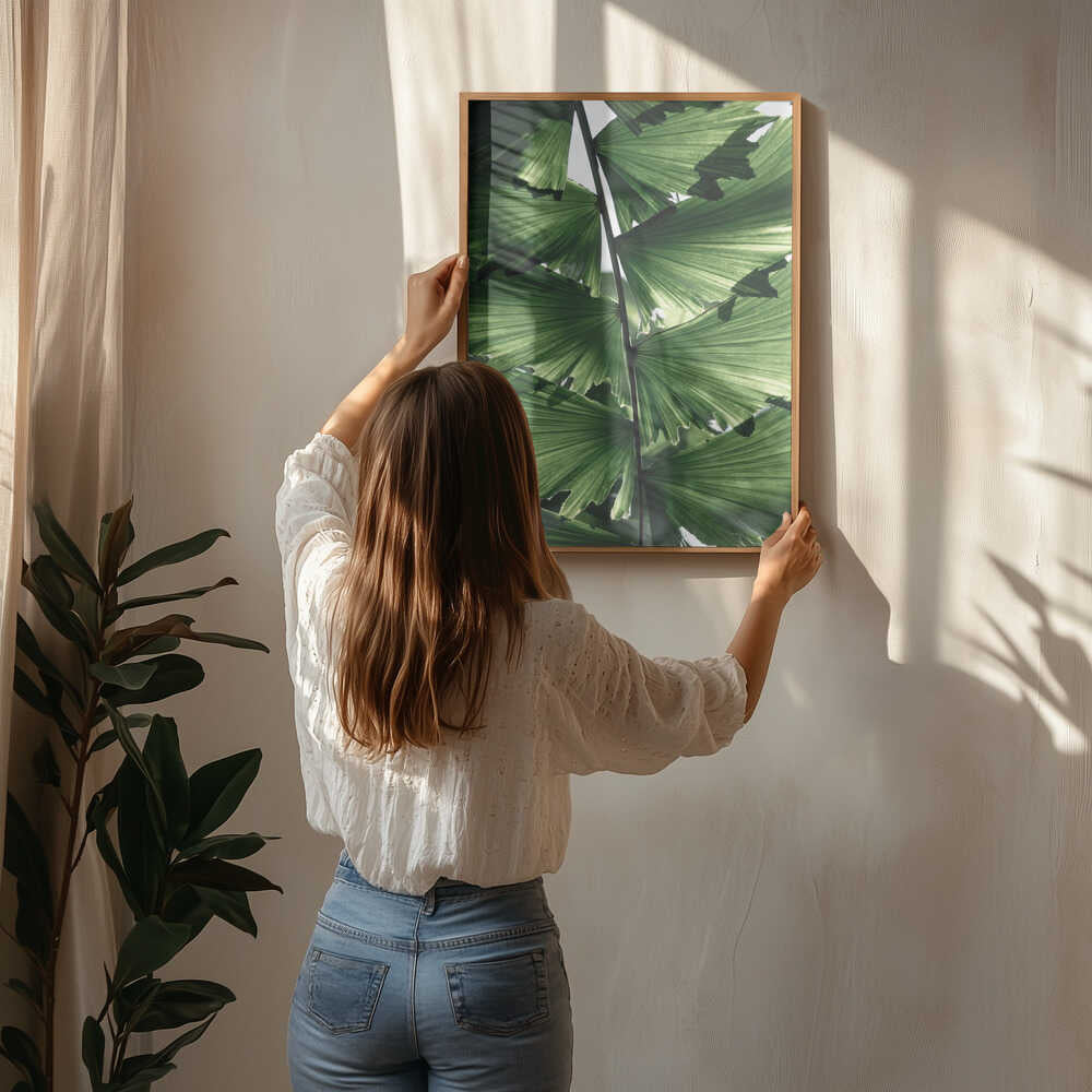 Tropical Green Palm Glow Poster