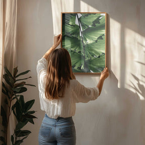 Tropical Green Palm Glow Poster