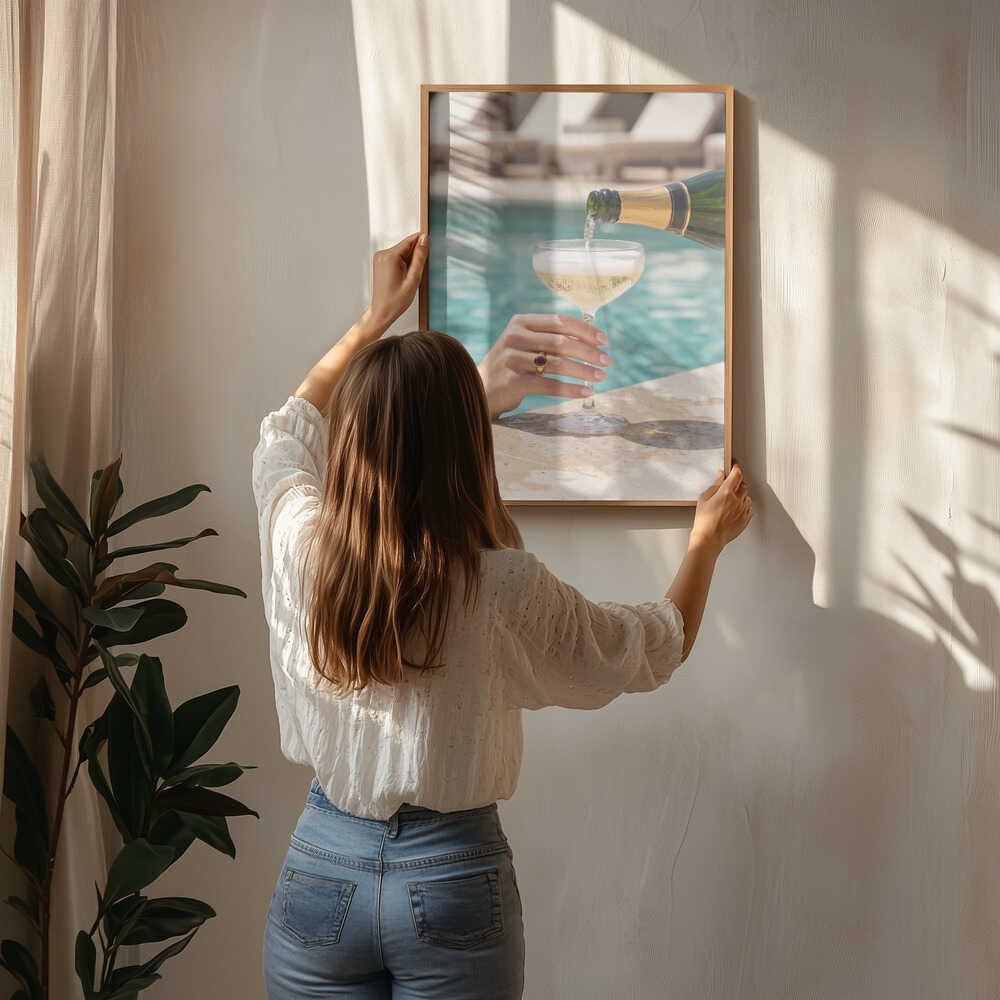 Luxury Poolside Champagne Poster