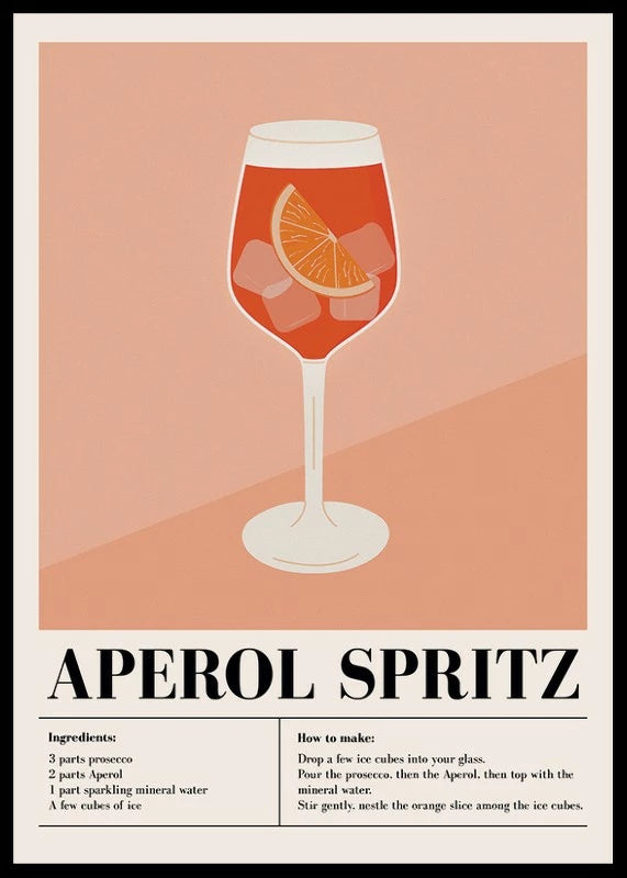 Aperol Spritz Cocktail Poster